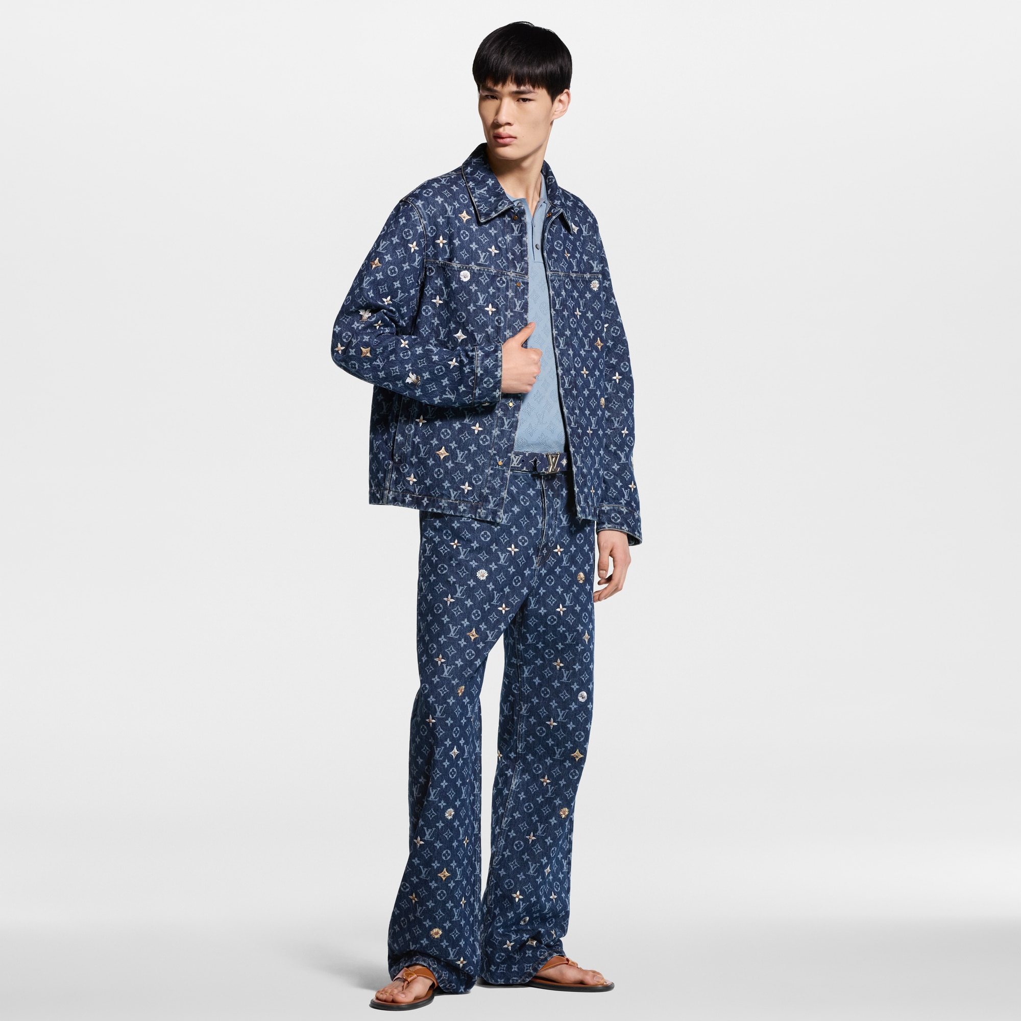 Monogram Embroidered Denim Overshirt - Men - Ready-to-Wear | LOUIS